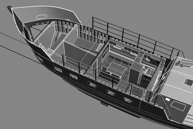 diseño interior de barcaza